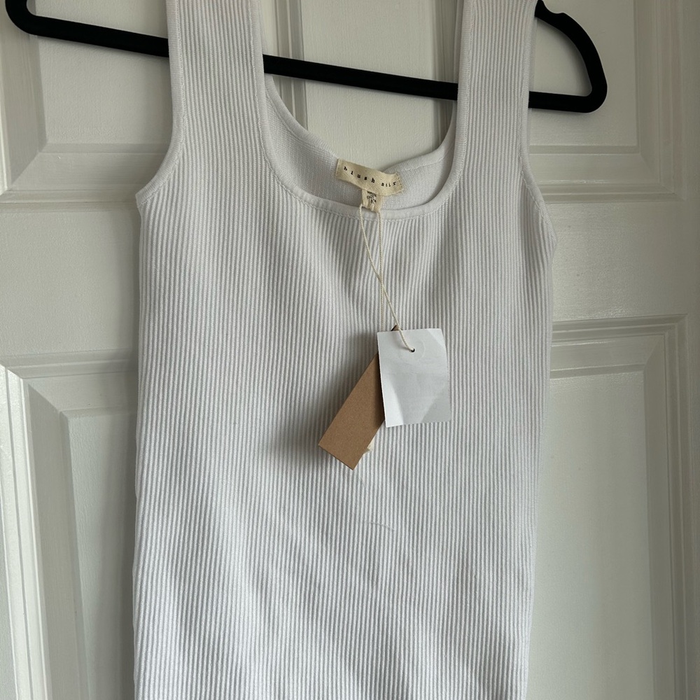 White Ribbed Tank Top